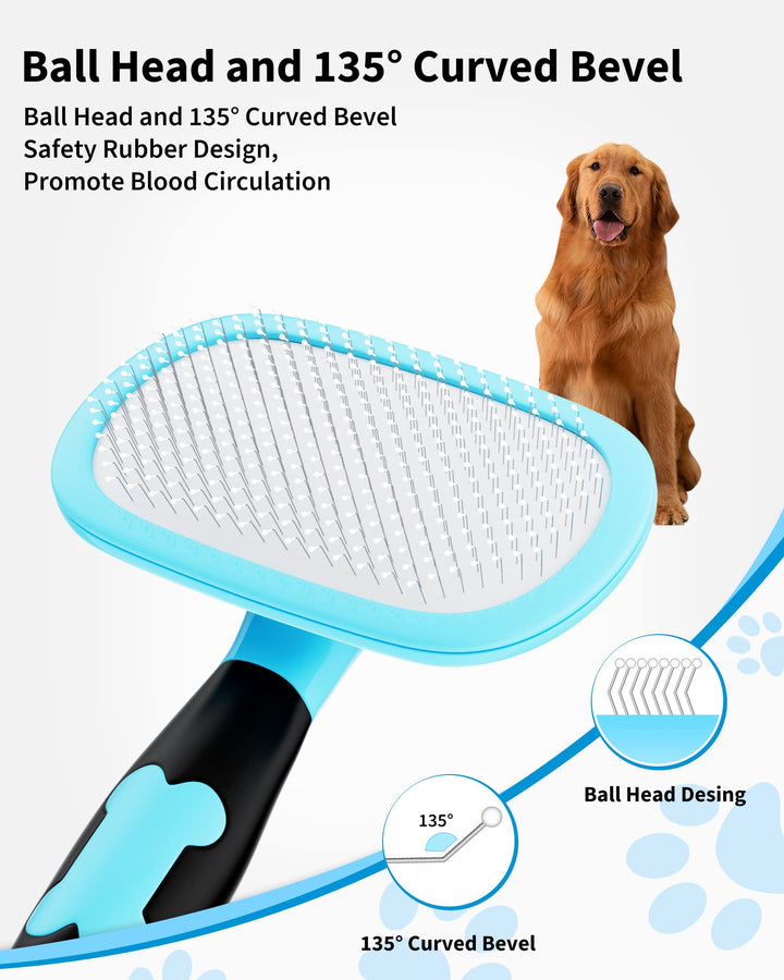 Glendan Dog Brush & Cat Brush- Slicker Pet Grooming Brush- Shedding Grooming Tools(Blue)