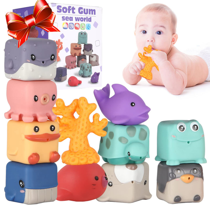 Cute Animal Baby Montessori, Sensory Stacking Teether Toys