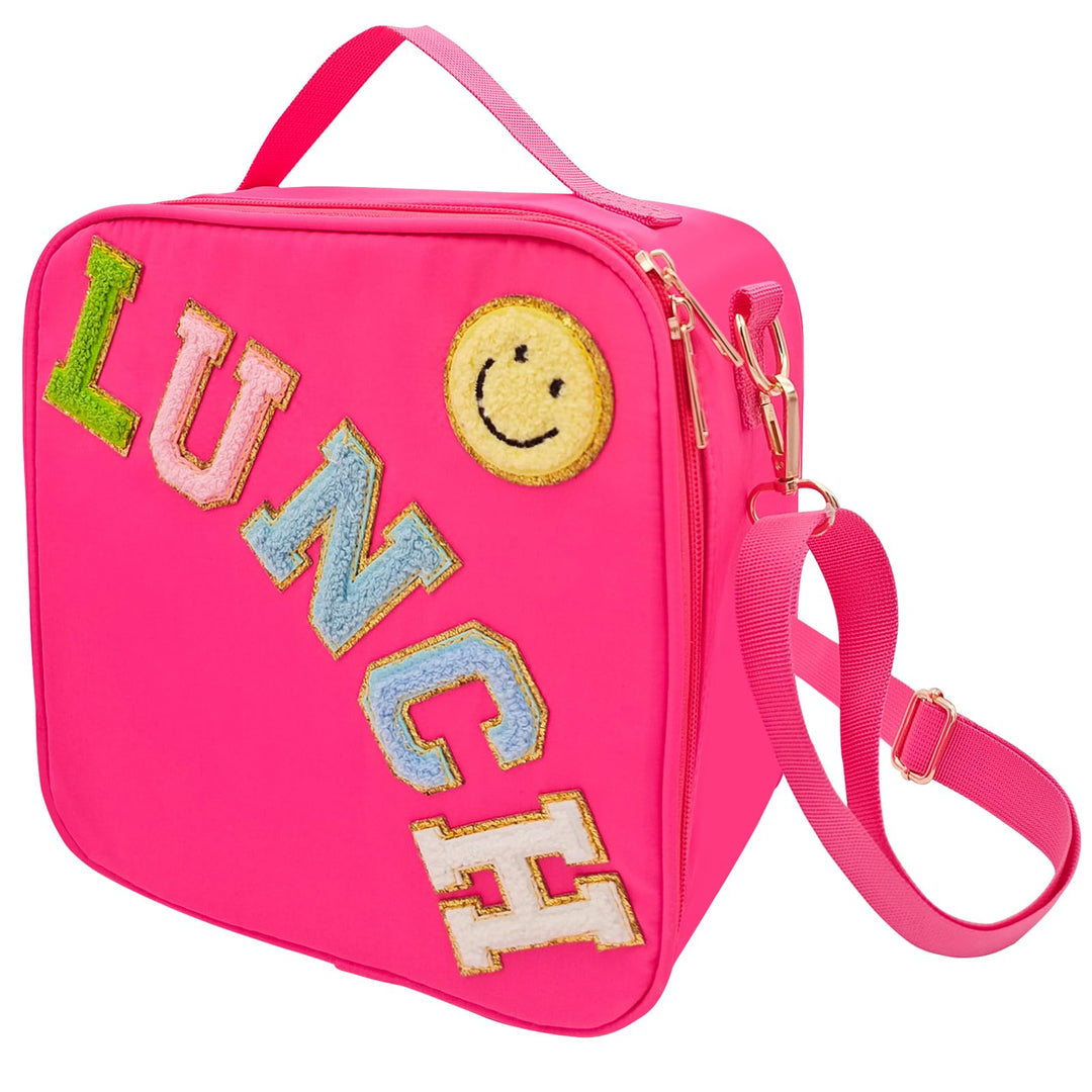 Pink Insulated Lunch Bag with Strap for Girls