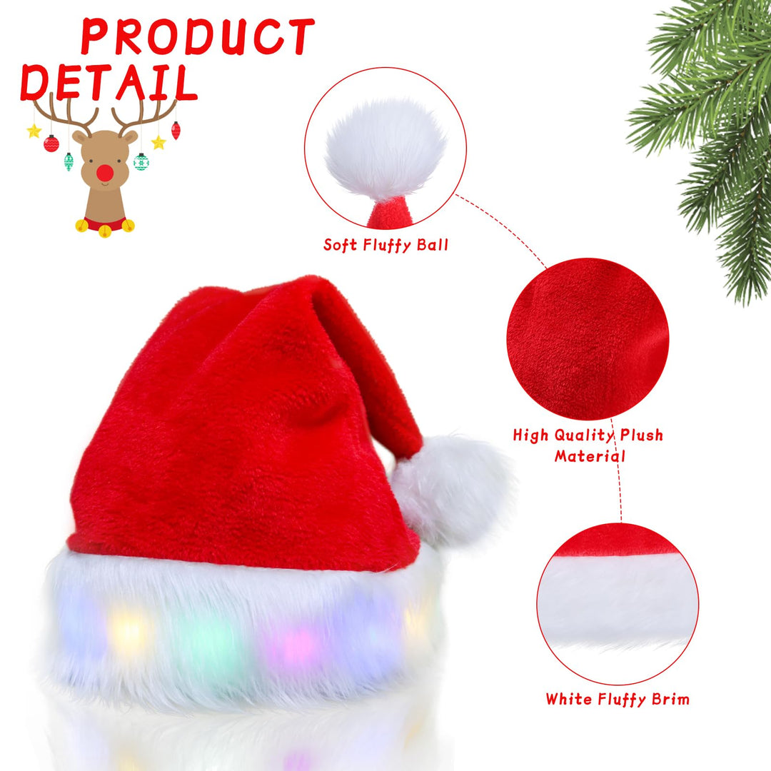 LED Santa Hat – Unisex Christmas Party Hat with Lights