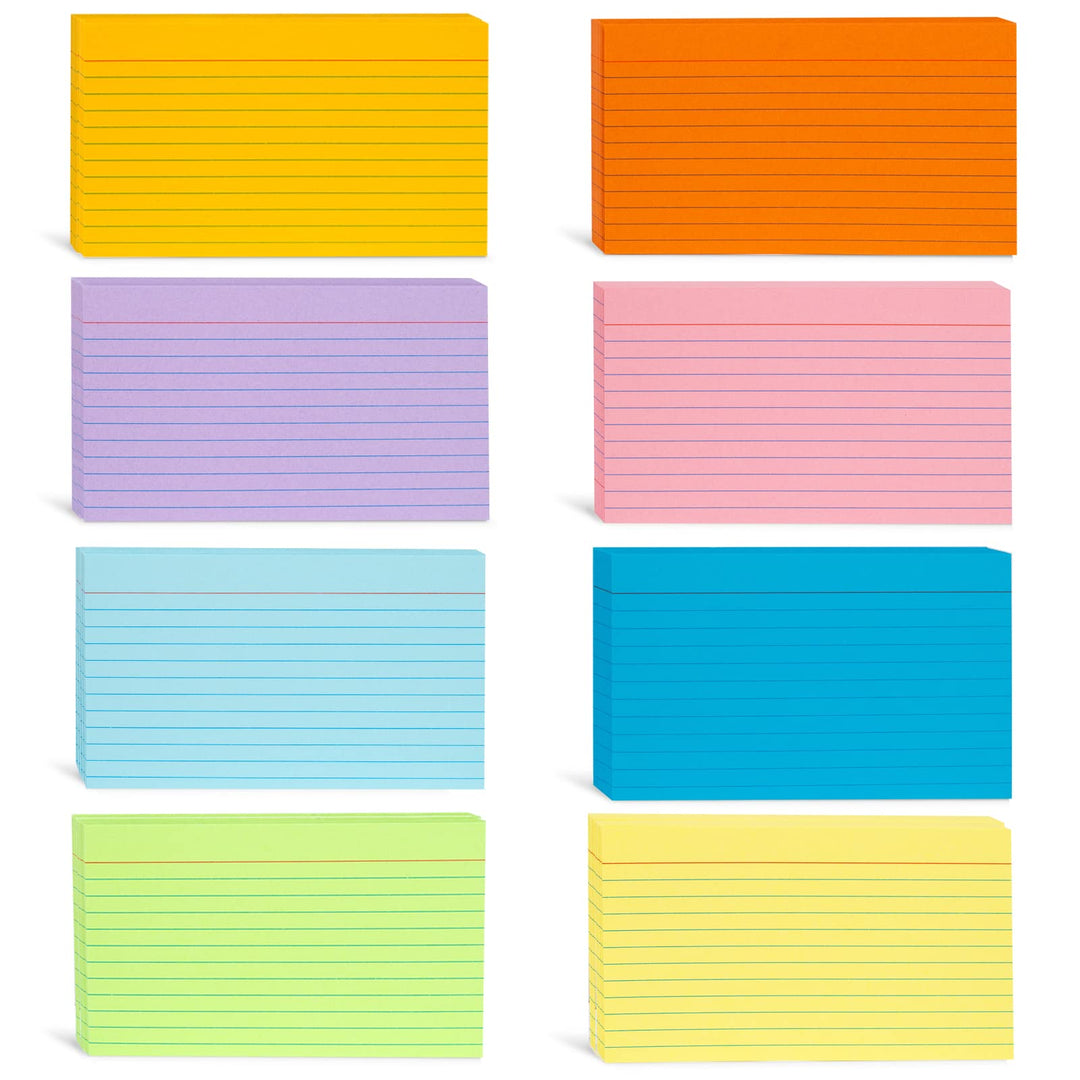 272PCS Colorful Flash Cards, Ruled Thin Index Cards (7.5cm x 12.5cm)