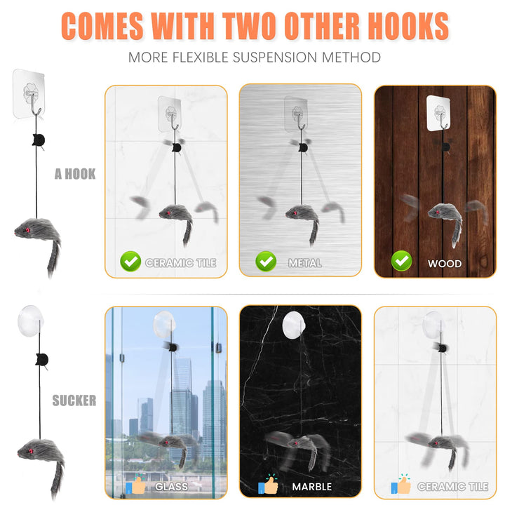 FYNIGO Self-Play 3 Ways Hanging Door Cat Mouse Toys for indoor Cats Kitten,Interactive Cat Mice Toys