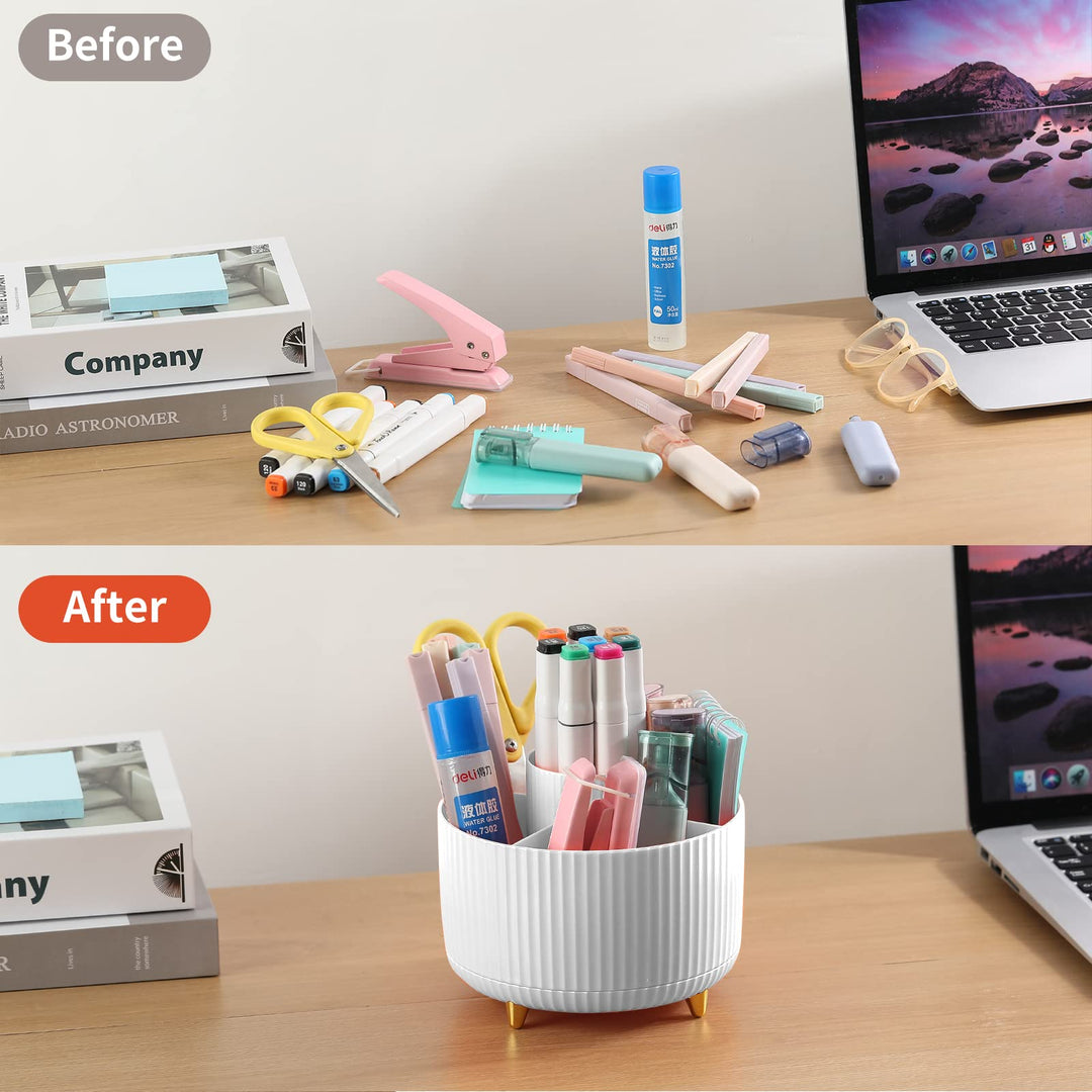 360° Rotating 5-Slot Pencil Pen Holder – Desk Organizer