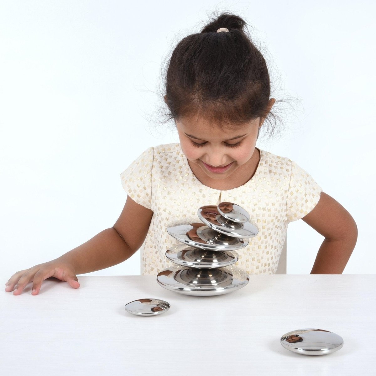 Sensory Steel Silver Buttons – Baby Toys & Activity Equipment for children, available at Learning Bugs UK