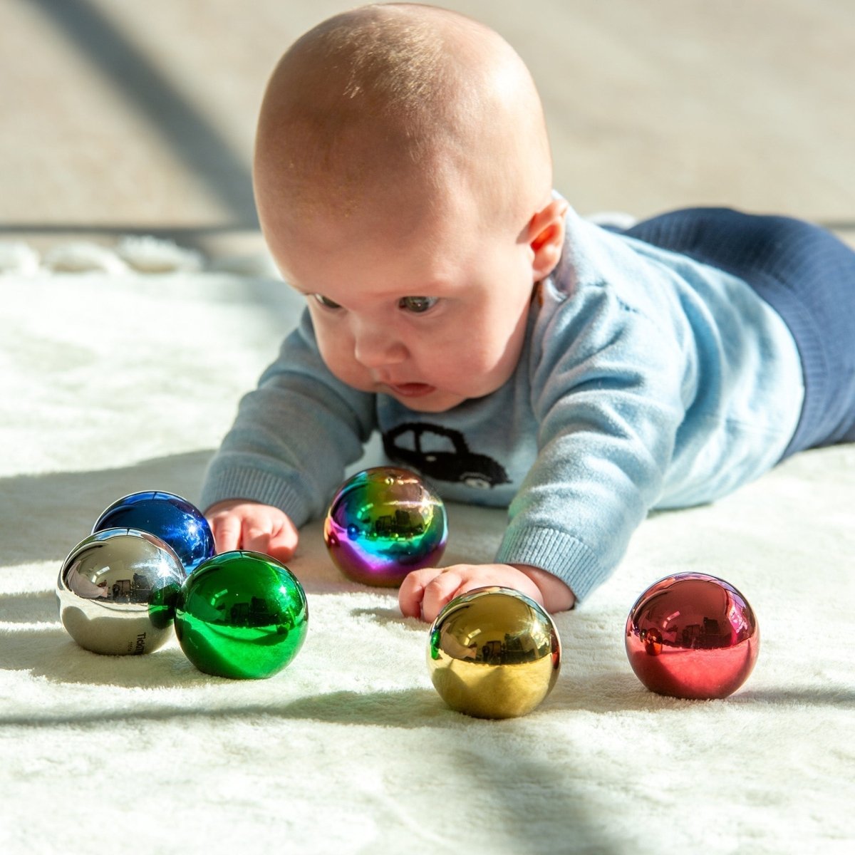 Sensory Steel Colour Mystery Balls – Baby Toys & Activity Equipment for children, available at Learning Bugs UK