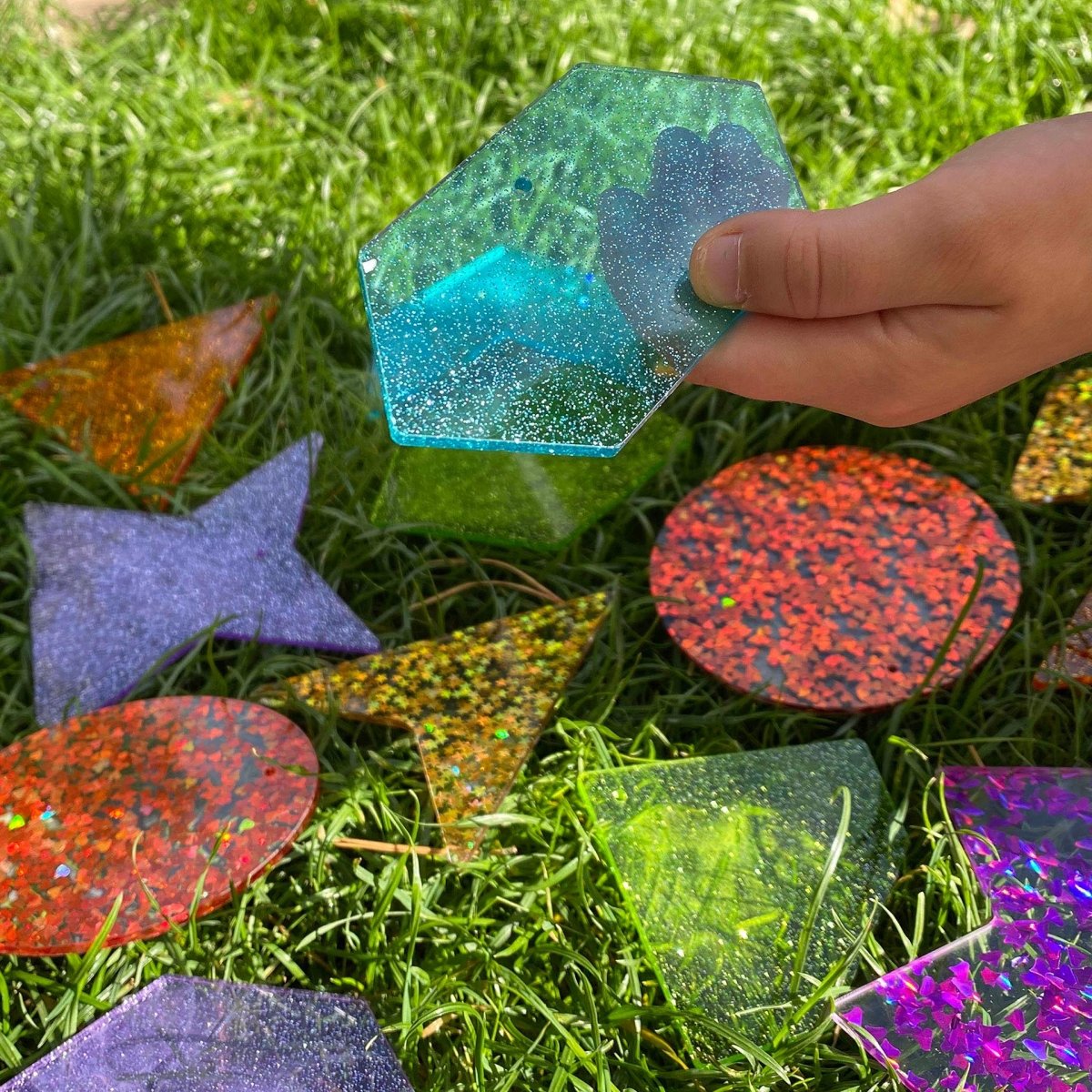 Rainbow Glitter Shapes – Baby Toys & Activity Equipment for children, available at Learning Bugs UK