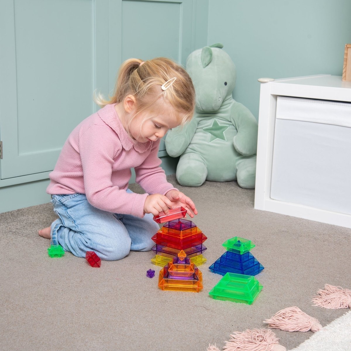Translucent Colour Pyramid Builder - Pack of 30 – Baby Toys & Activity Equipment for children, available at Learning Bugs UK