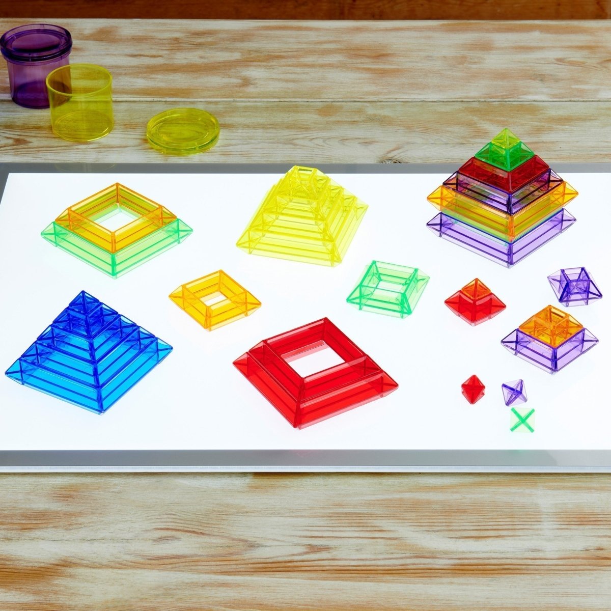 Translucent Colour Pyramid Builder - Pack of 30 – Baby Toys & Activity Equipment for children, available at Learning Bugs UK