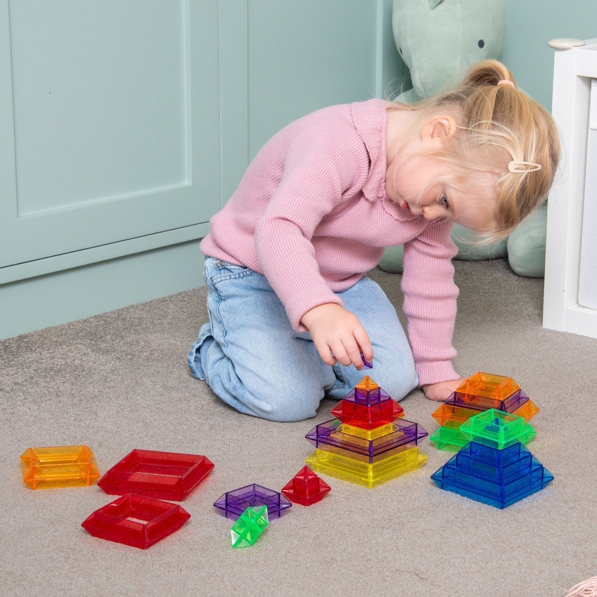 Translucent Colour Pyramid Builder - Pack of 30 – Baby Toys & Activity Equipment for children, available at Learning Bugs UK