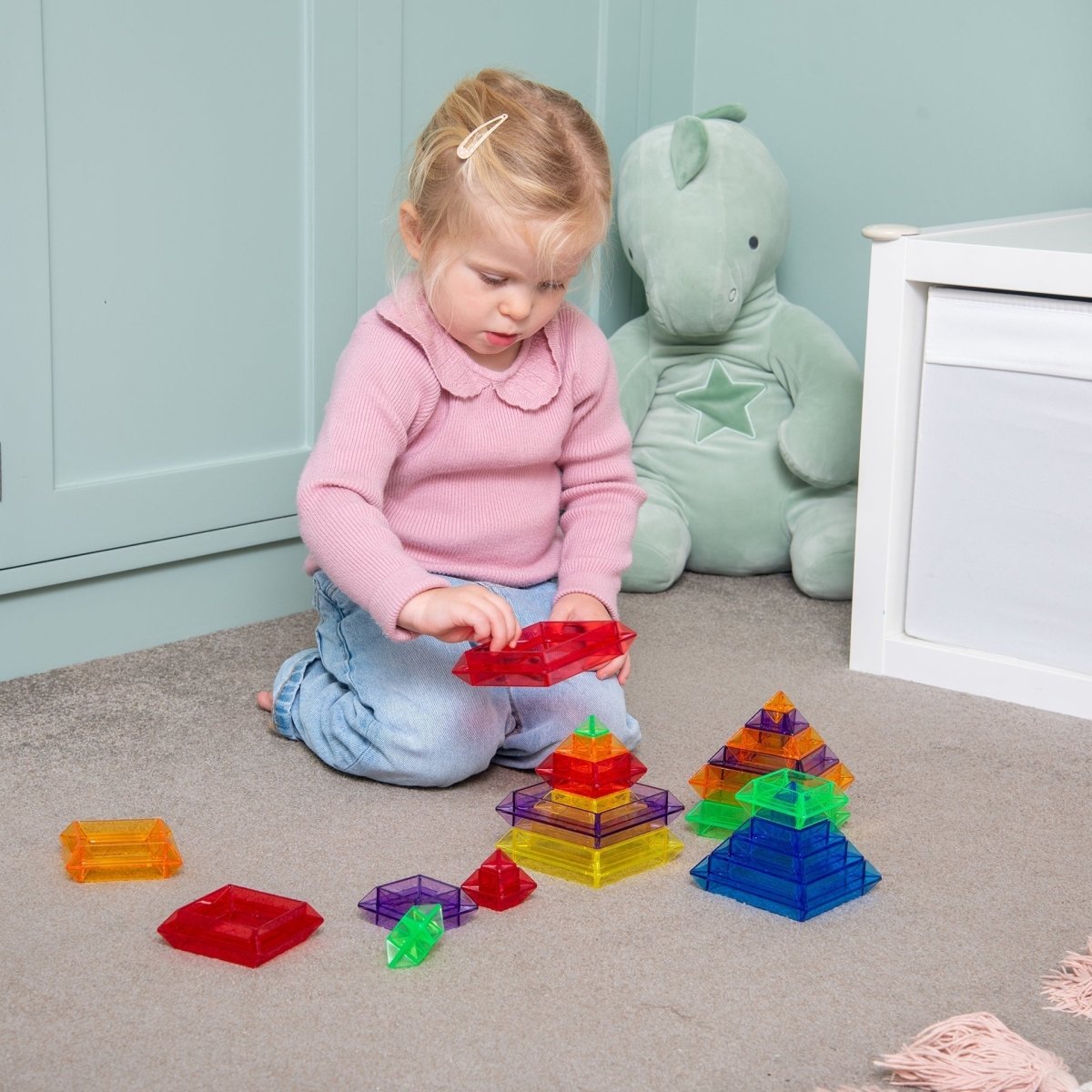 Translucent Colour Pyramid Builder - Pack of 30 – Baby Toys & Activity Equipment for children, available at Learning Bugs UK