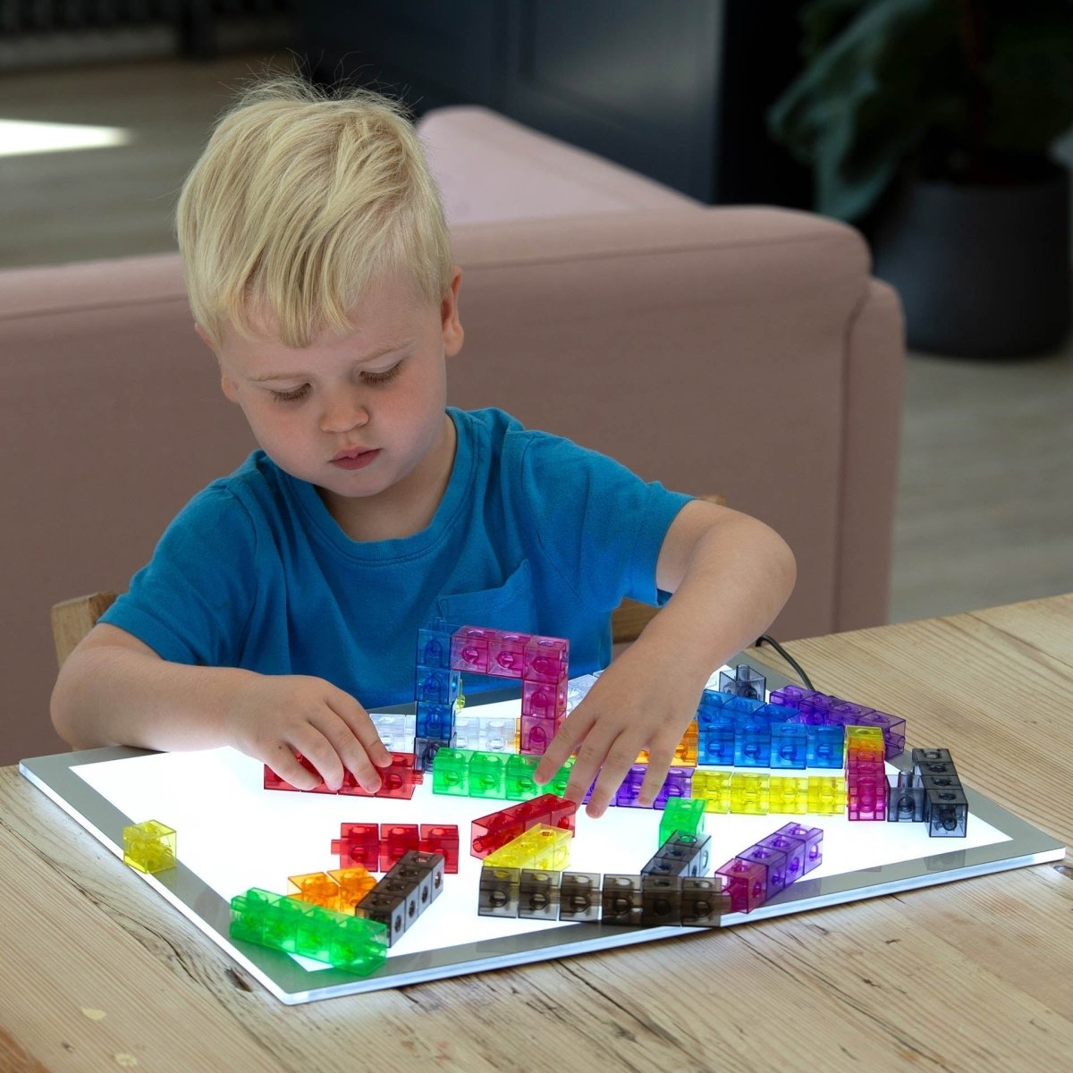 Translucent Colour Linking Cubes – for children, available at Learning Bugs UK