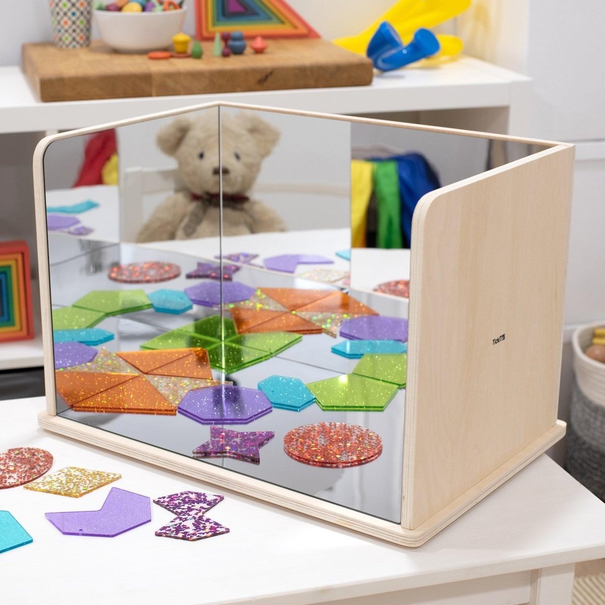 Wooden Exploratory Mirror – Baby Toys & Activity Equipment for children, available at Learning Bugs UK