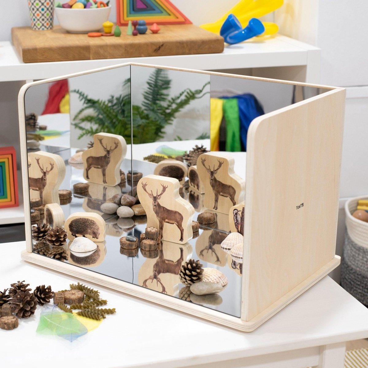 Wooden Exploratory Mirror – Baby Toys & Activity Equipment for children, available at Learning Bugs UK