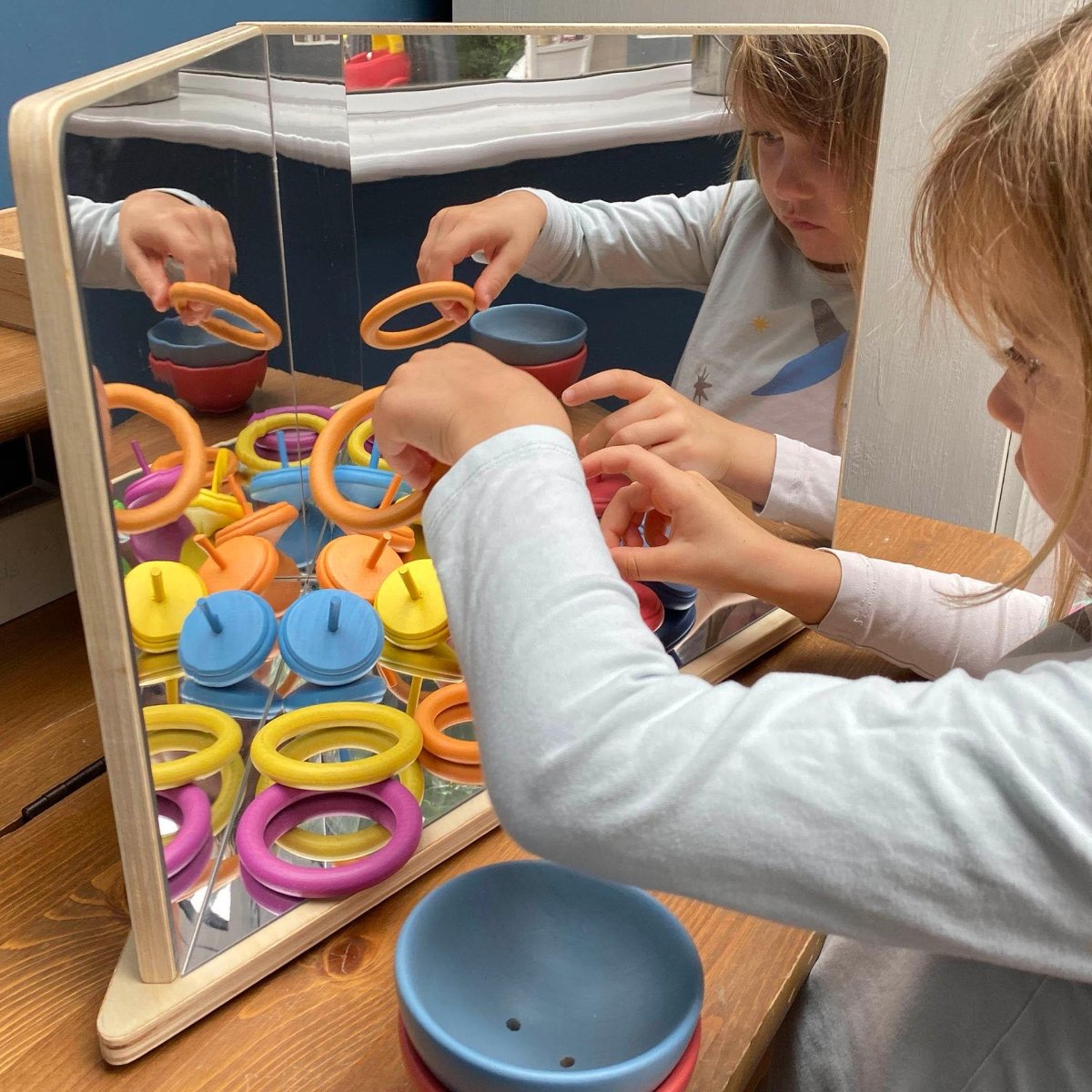 Wooden 4-Way Mirror – Baby Toys & Activity Equipment for children, available at Learning Bugs UK