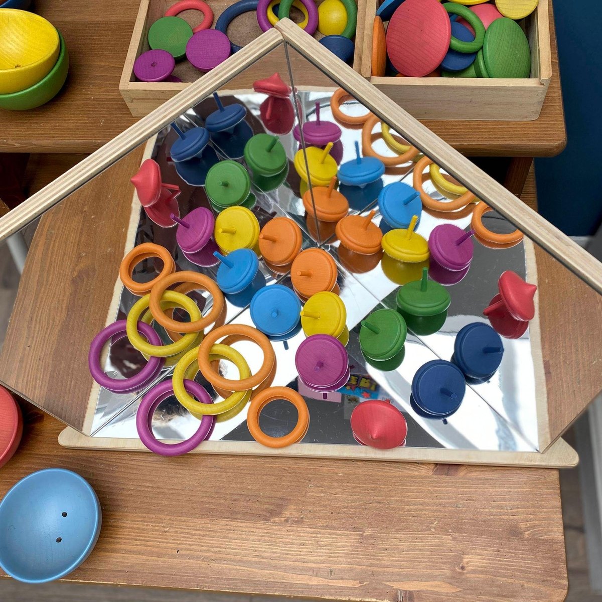 Wooden 4-Way Mirror – Baby Toys & Activity Equipment for children, available at Learning Bugs UK