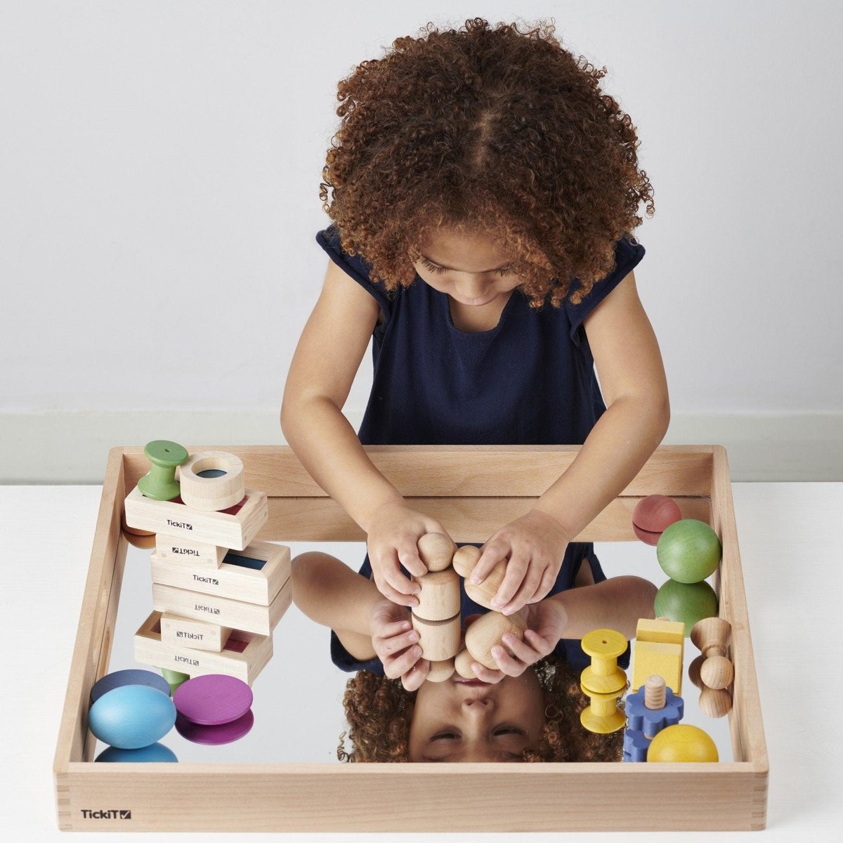 Wooden Mirror Tray – Baby Toys & Activity Equipment for children, available at Learning Bugs UK