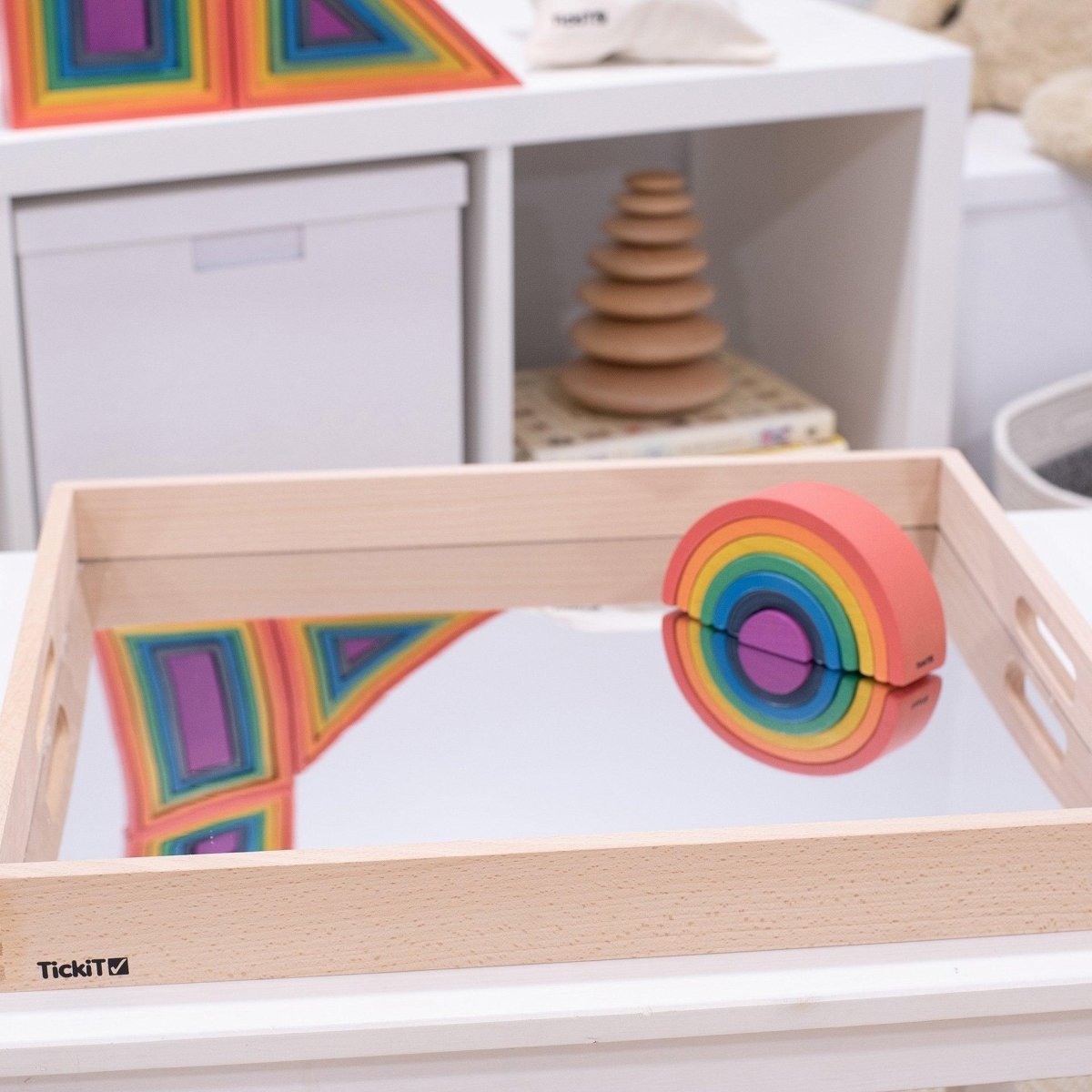 Wooden Mirror Tray – Baby Toys & Activity Equipment for children, available at Learning Bugs UK