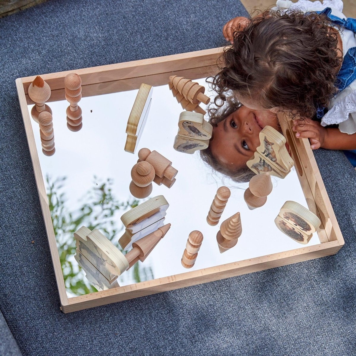 Wooden Mirror Tray – Baby Toys & Activity Equipment for children, available at Learning Bugs UK