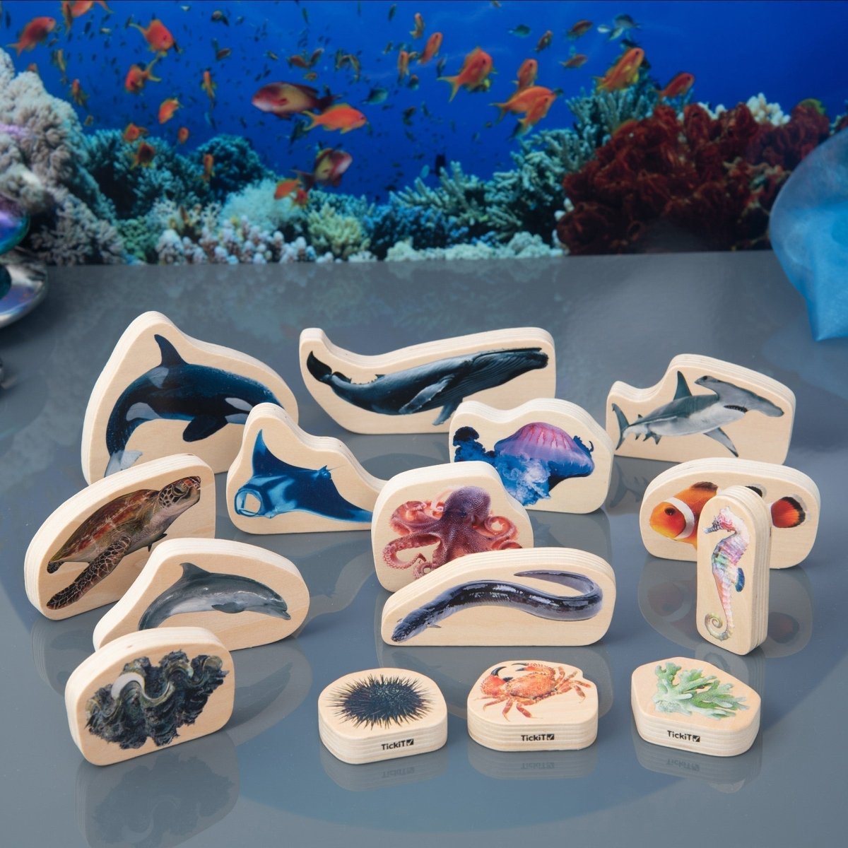 Wooden Sea Life Blocks – Baby Toys & Activity Equipment for children, available at Learning Bugs UK