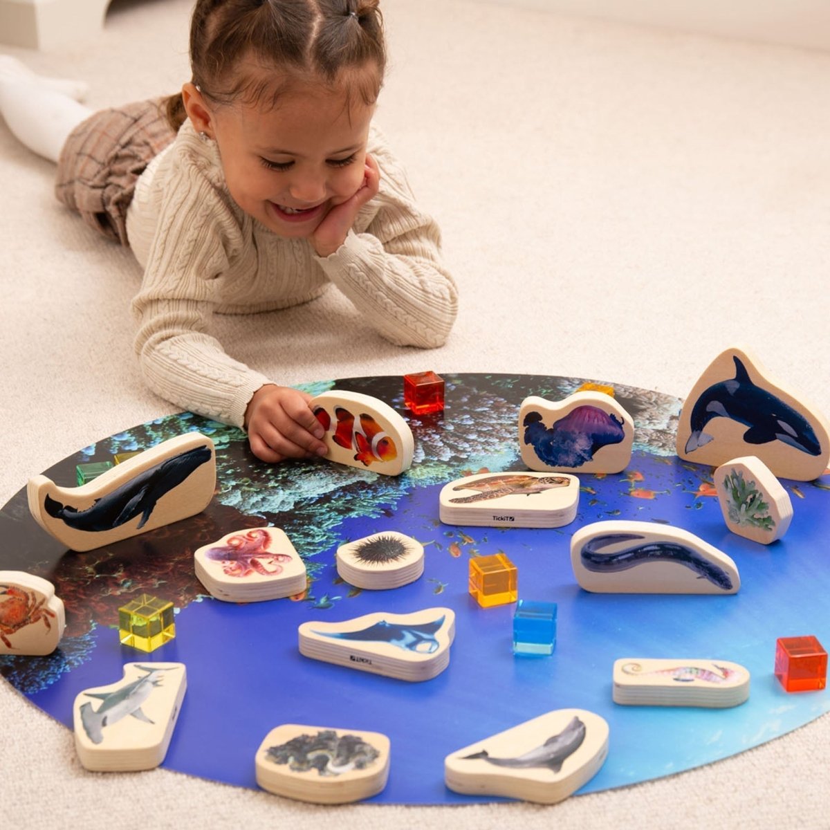 Wooden Sea Life Blocks – Baby Toys & Activity Equipment for children, available at Learning Bugs UK