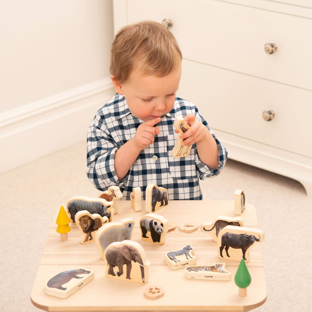 Wooden Wild Animal Blocks – Baby Toys & Activity Equipment for children, available at Learning Bugs UK