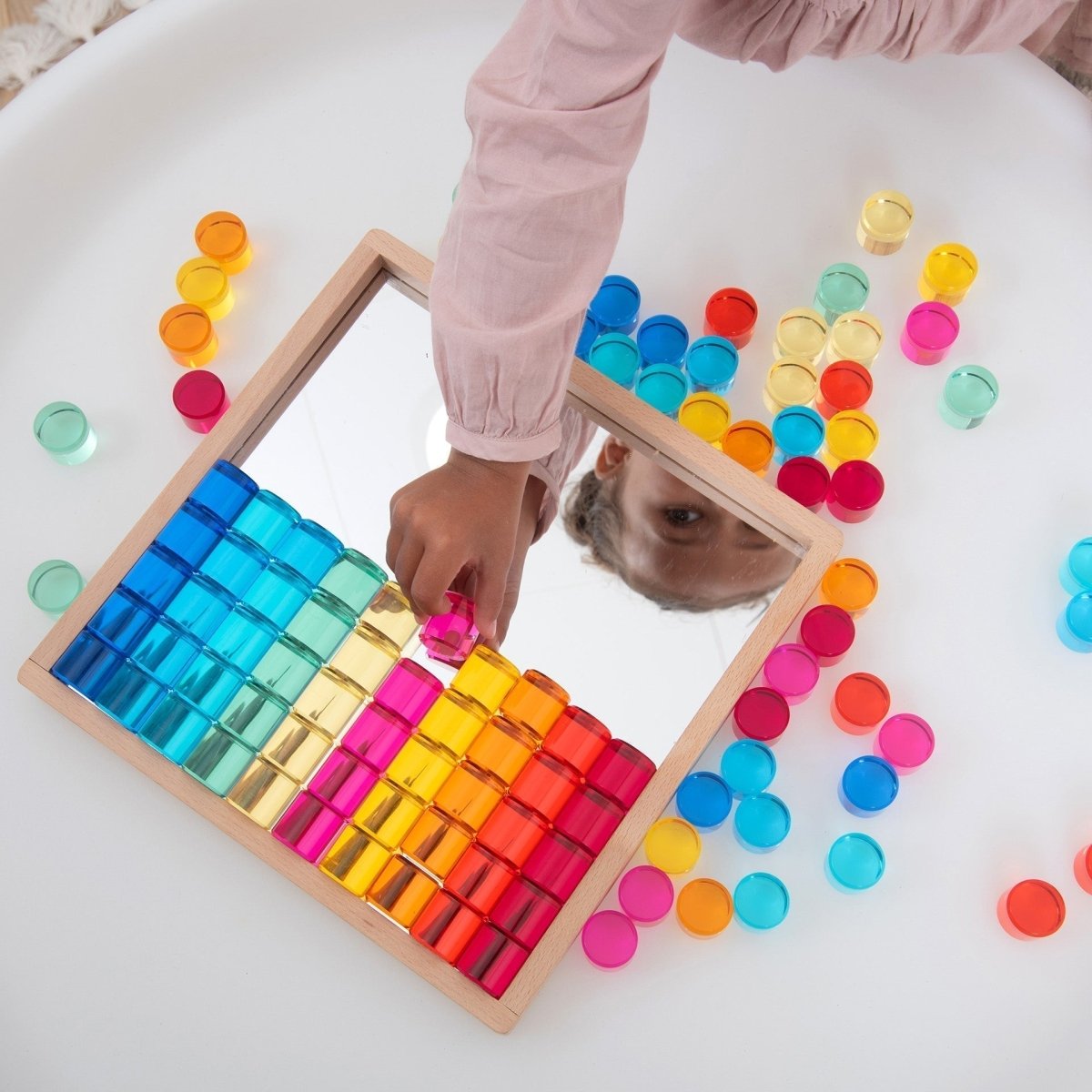 Gem Circle Mirror Tray – Baby Toys & Activity Equipment for children, available at Learning Bugs UK