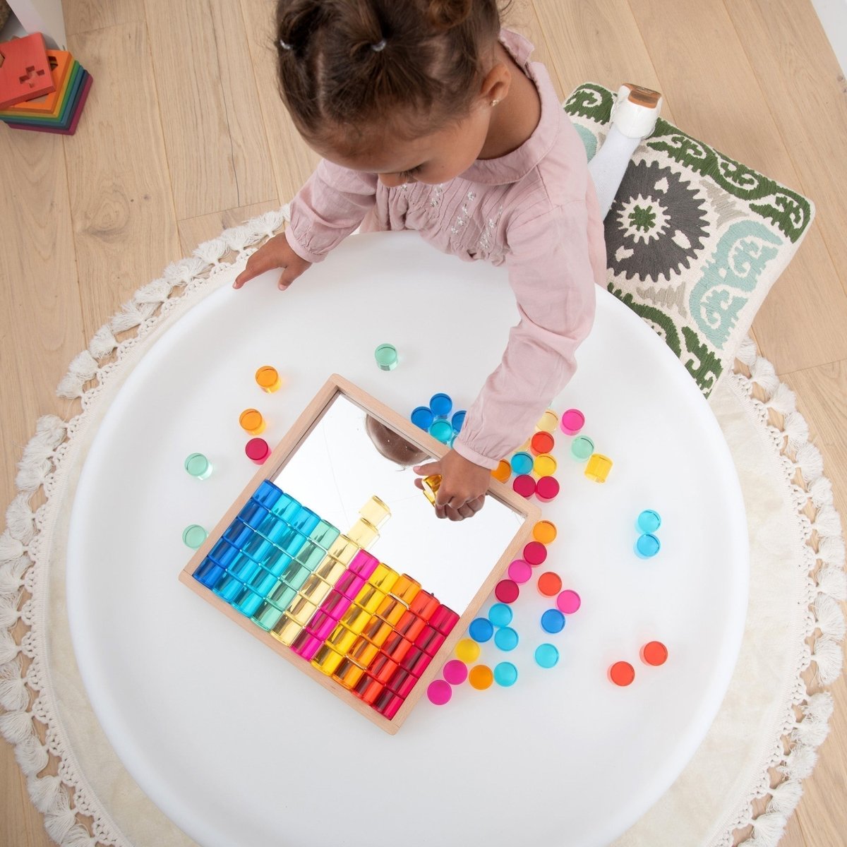 Gem Circle Mirror Tray – Baby Toys & Activity Equipment for children, available at Learning Bugs UK