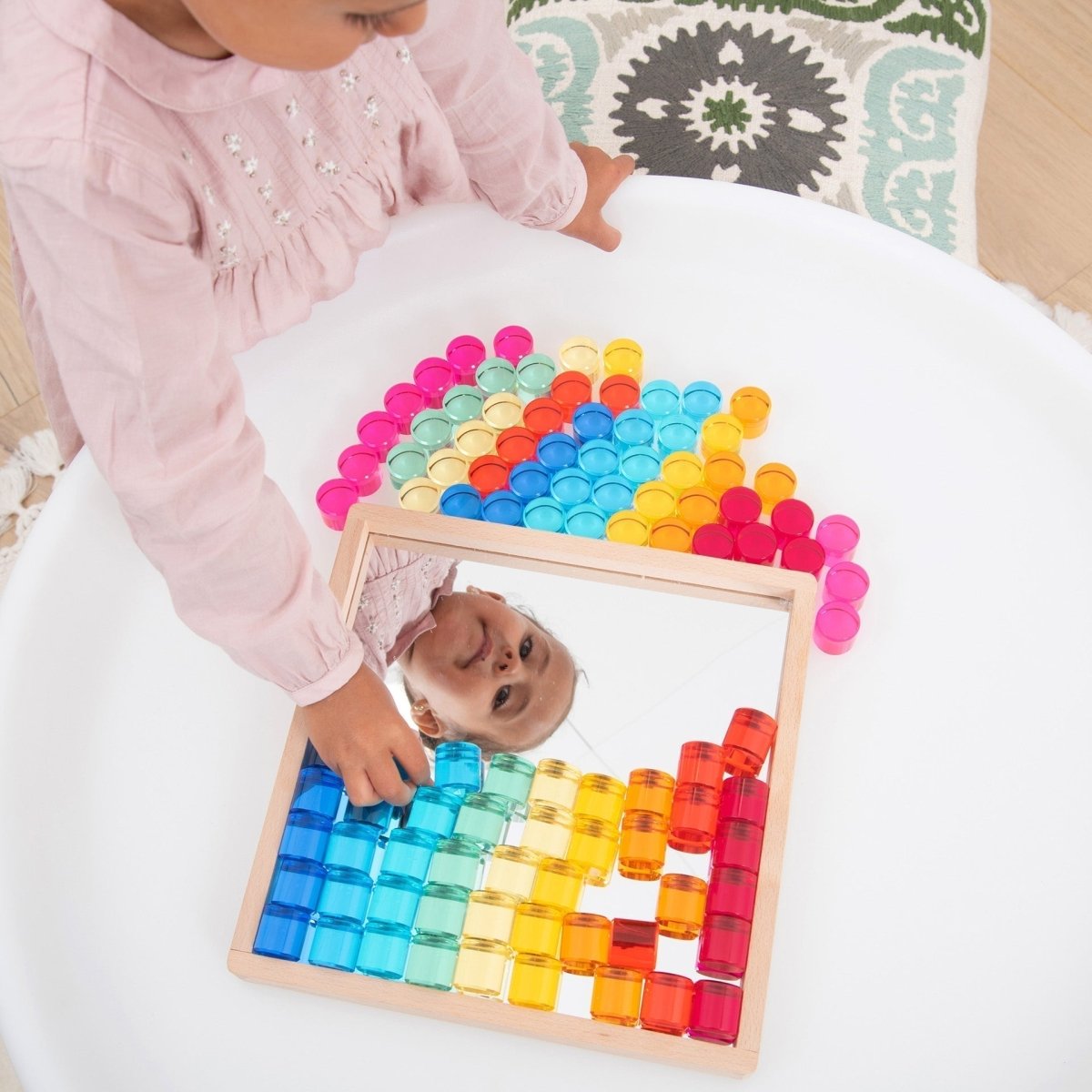 Gem Circle Mirror Tray – Baby Toys & Activity Equipment for children, available at Learning Bugs UK