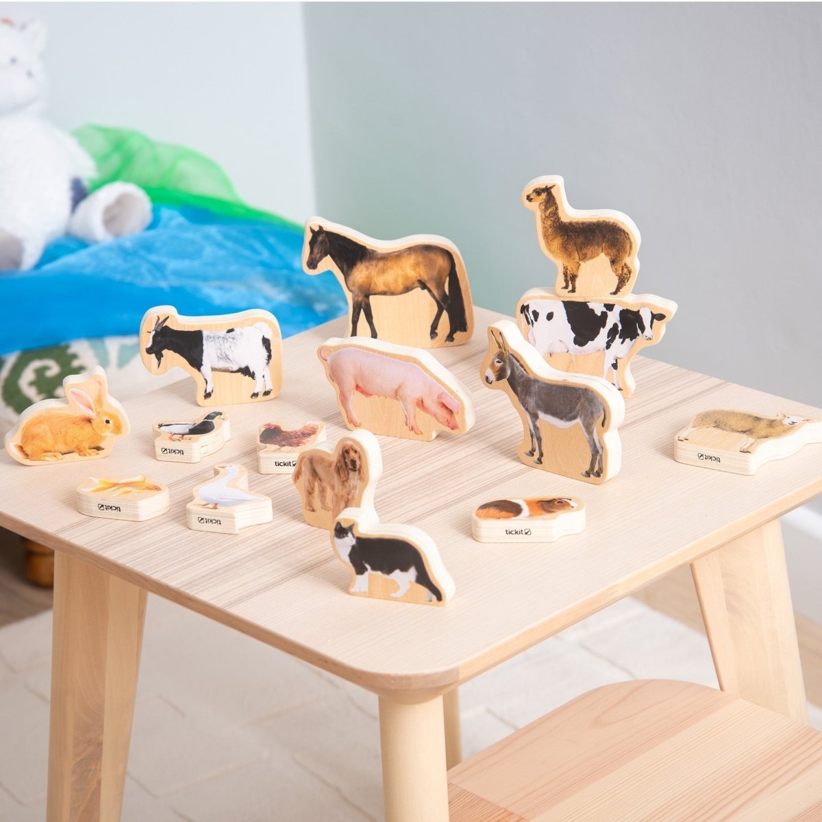 Wooden Domestic Animal Blocks – Baby Toys & Activity Equipment for children, available at Learning Bugs UK