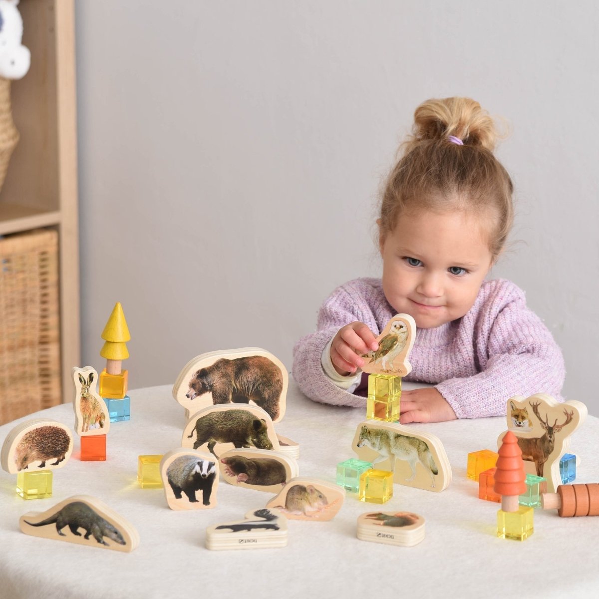 Wooden Forest Animal Blocks – for children, available at Learning Bugs UK