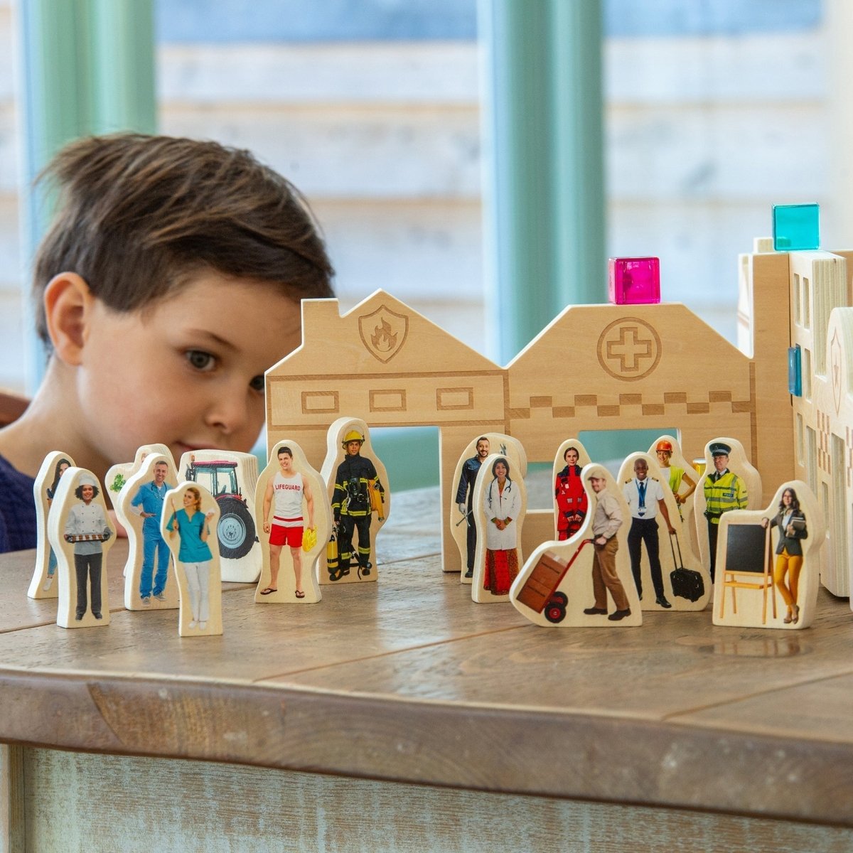 Wooden People Who Help Us Blocks – for children, available at Learning Bugs UK