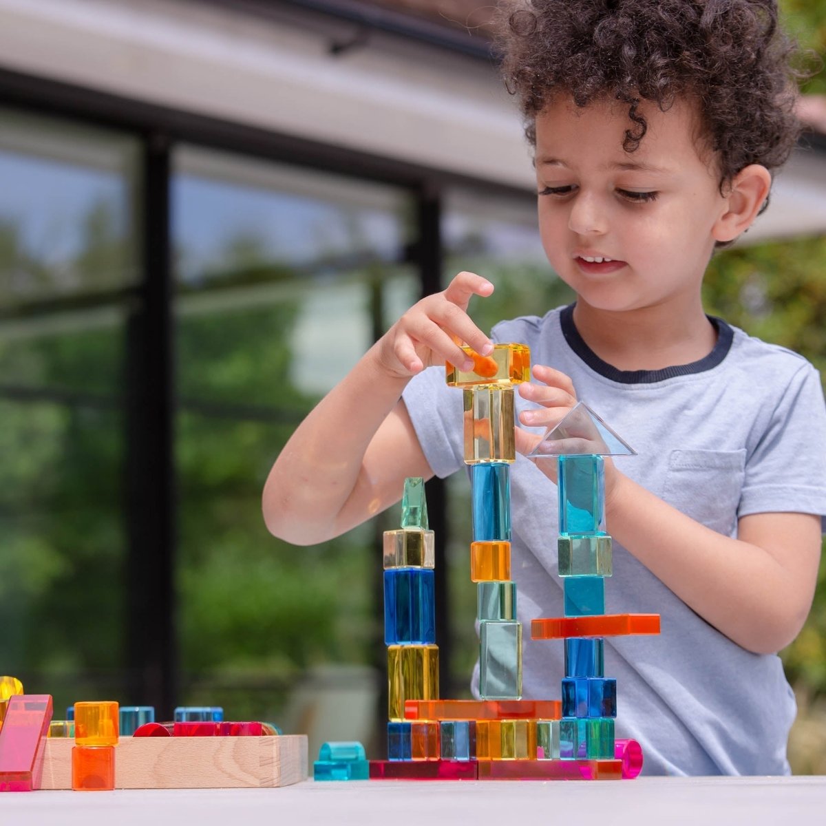 Gem Building Shapes Mirror Tray – for children, available at Learning Bugs UK