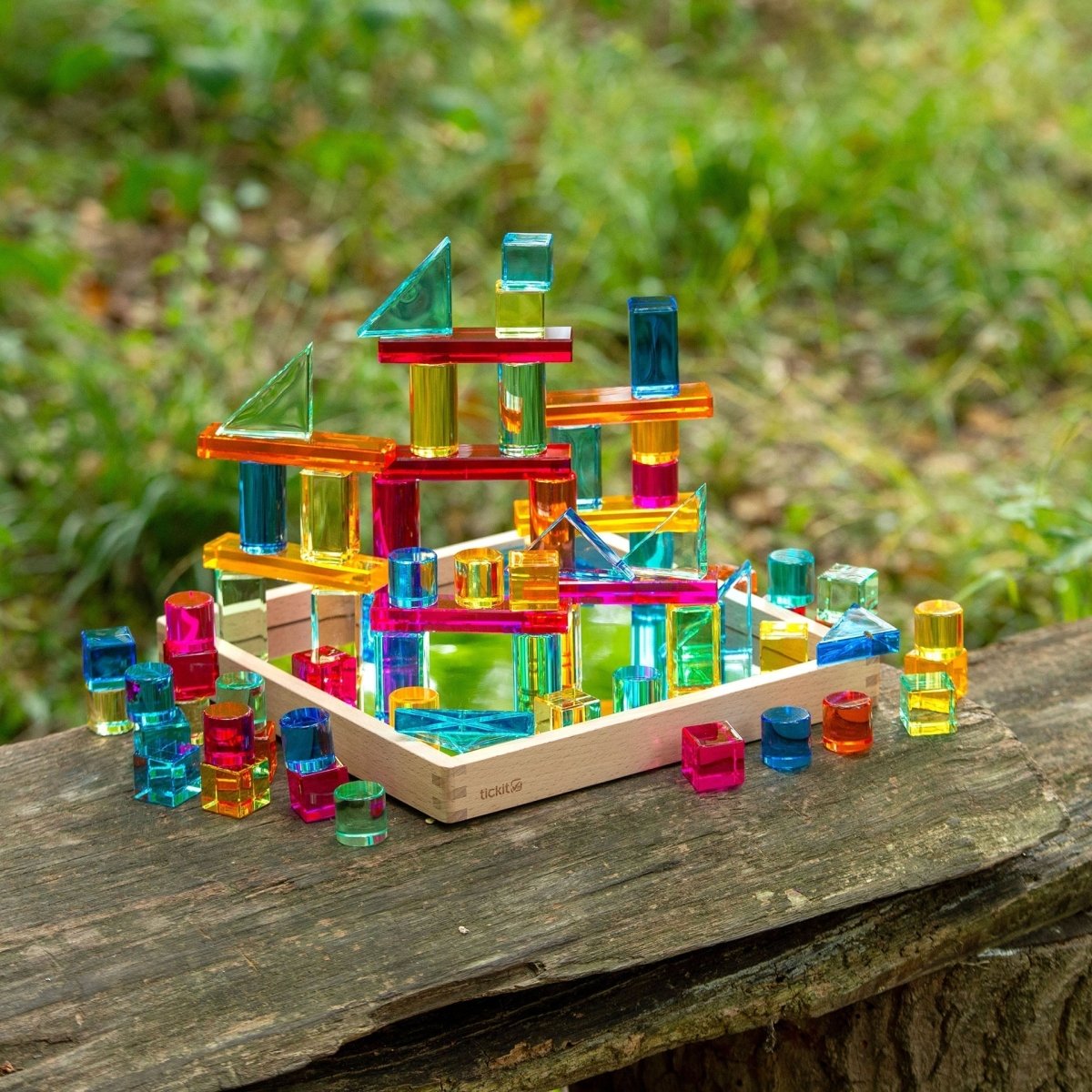 Gem Building Shapes Mirror Tray – for children, available at Learning Bugs UK