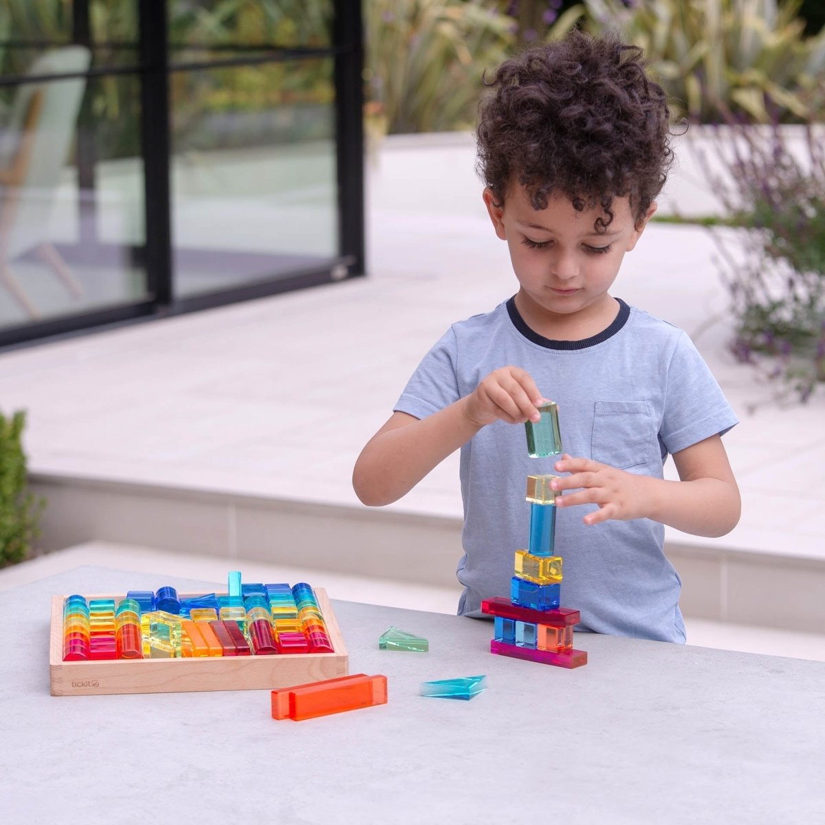 Gem Building Shapes Mirror Tray – for children, available at Learning Bugs UK