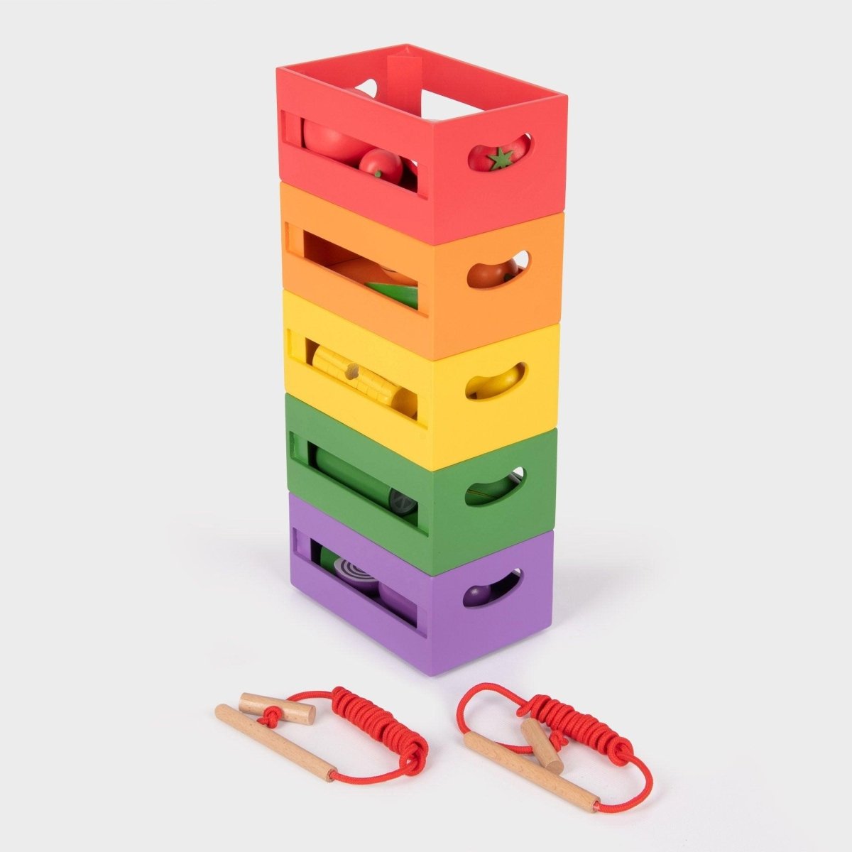 Wooden Sorting Fruit & Vegetable Crates – Small World Play - Accessories for children, available at Learning Bugs UK