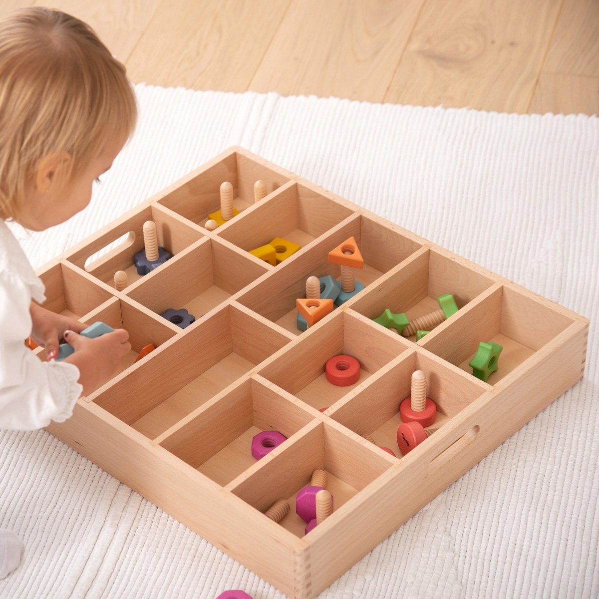 Wooden Sorting Tray - 14 way – Baby Toys & Activity Equipment for children, available at Learning Bugs UK