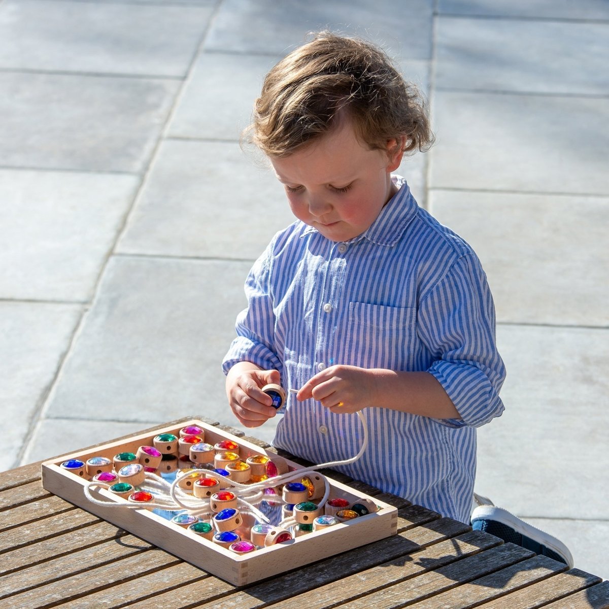 Wooden Lacing Jewels – Baby Toys & Activity Equipment for children, available at Learning Bugs UK