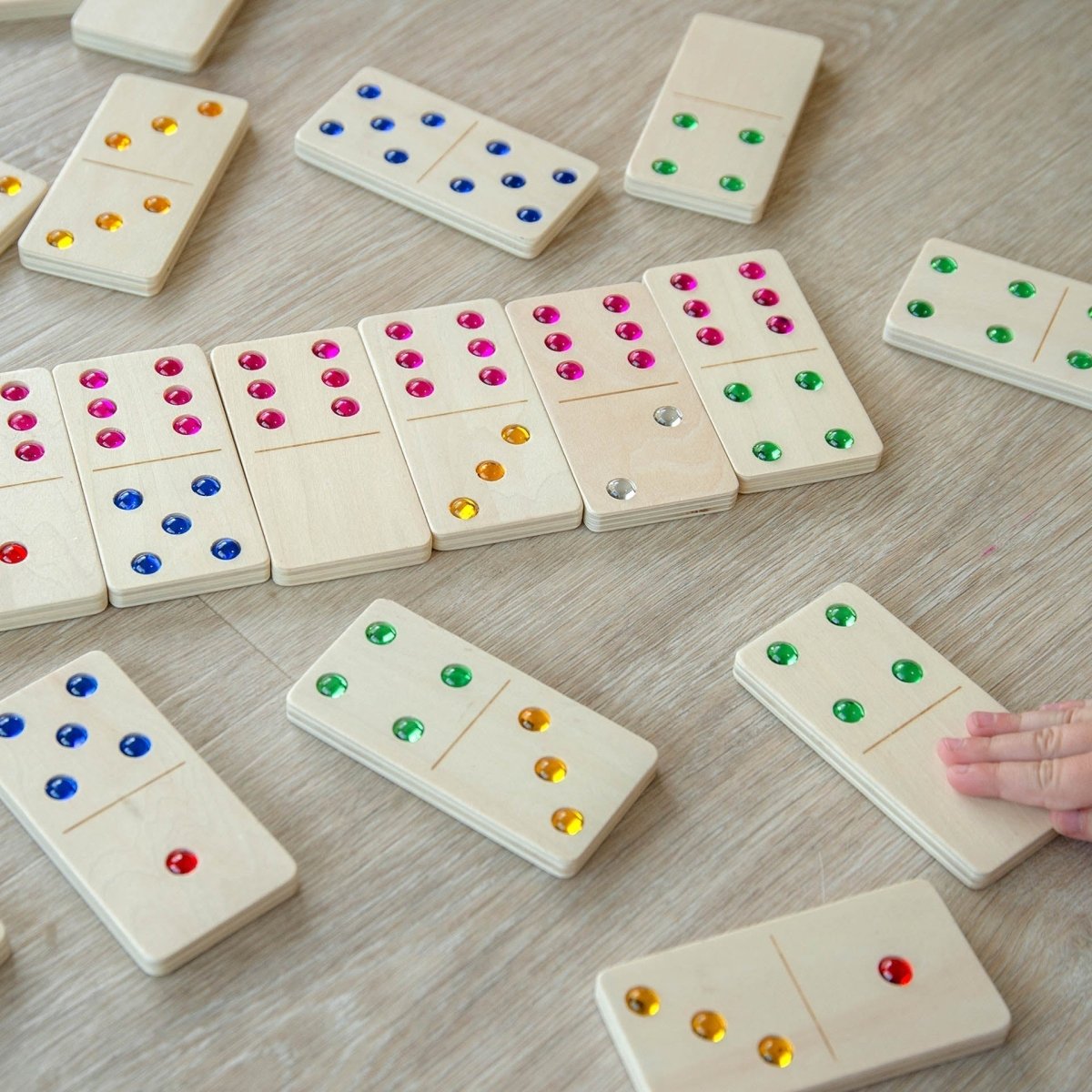 Wooden Jewel Dominoes – for children, available at Learning Bugs UK