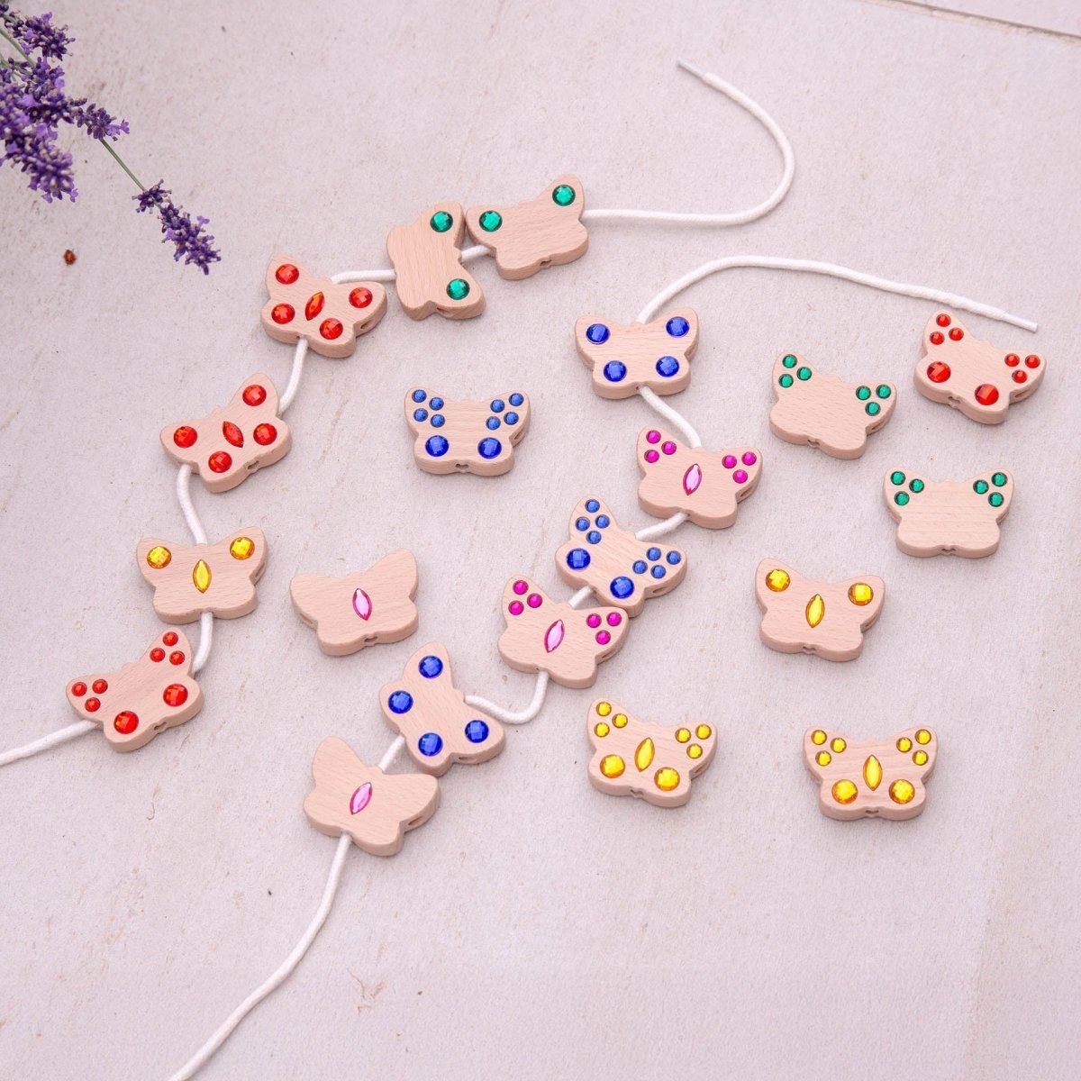Butterfly Lacing Jewels – for children, available at Learning Bugs UK