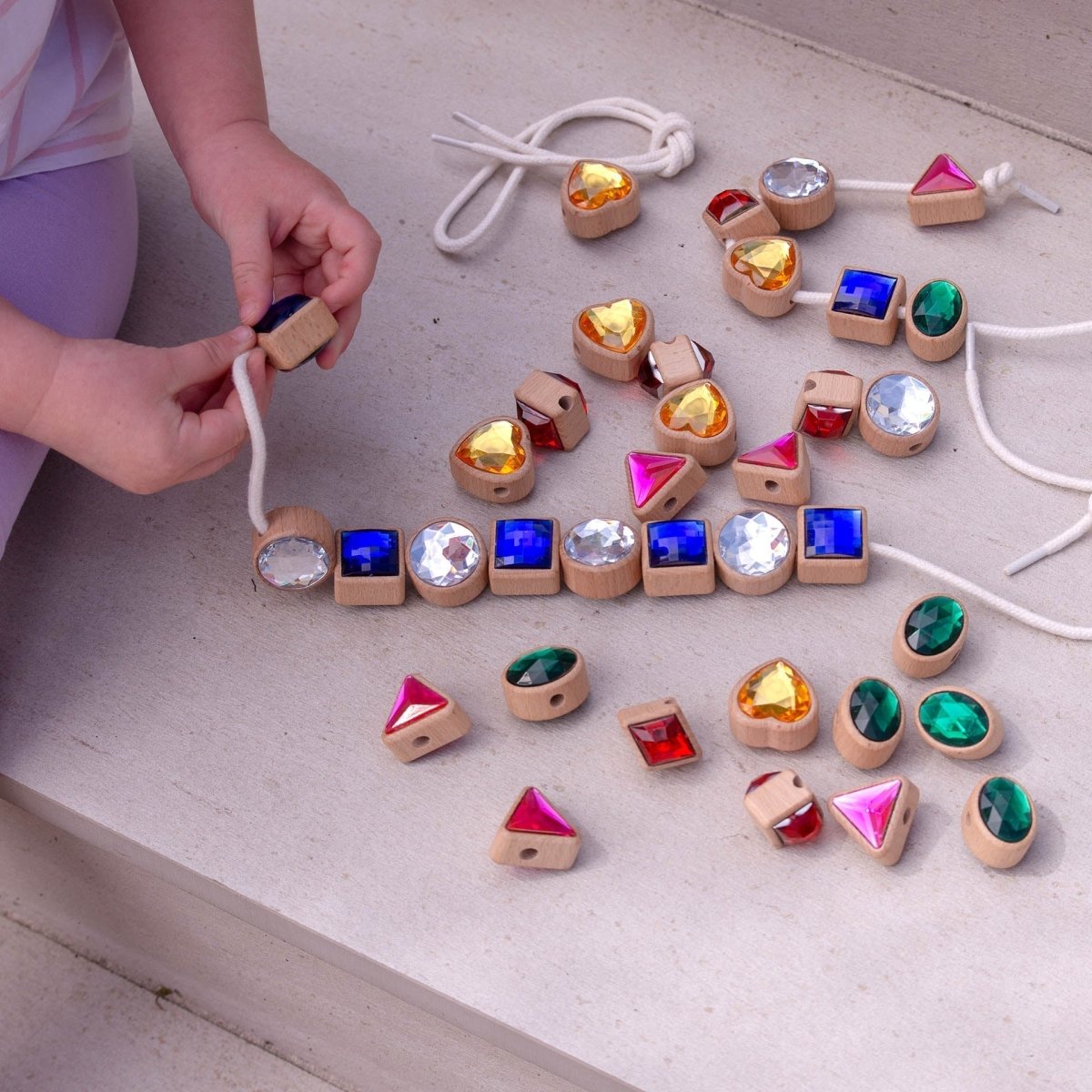 Shape Lacing Jewels – for children, available at Learning Bugs UK