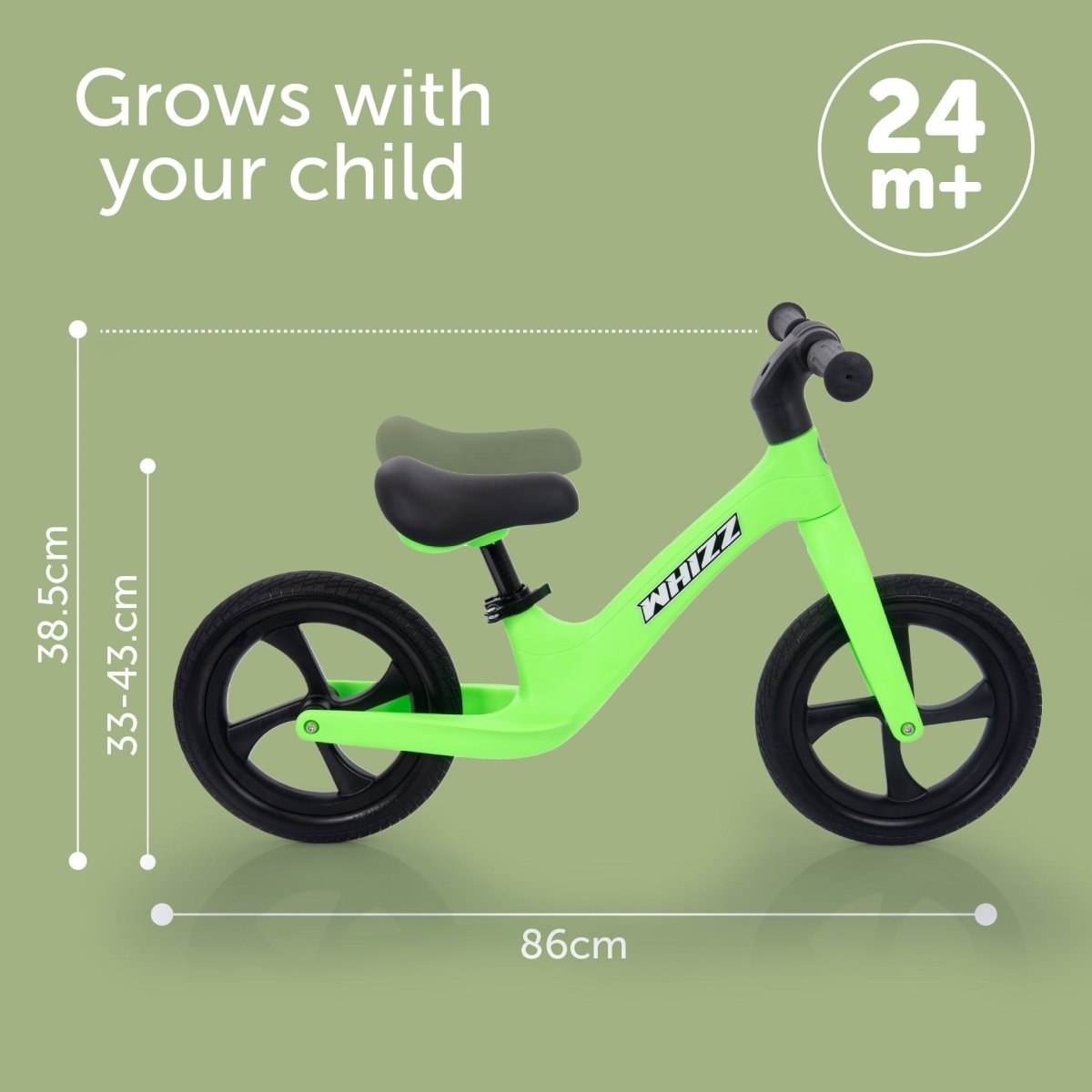 Whizz Balance Bike - Green – Baby Toys & Activity Equipment for children, available at Learning Bugs UK