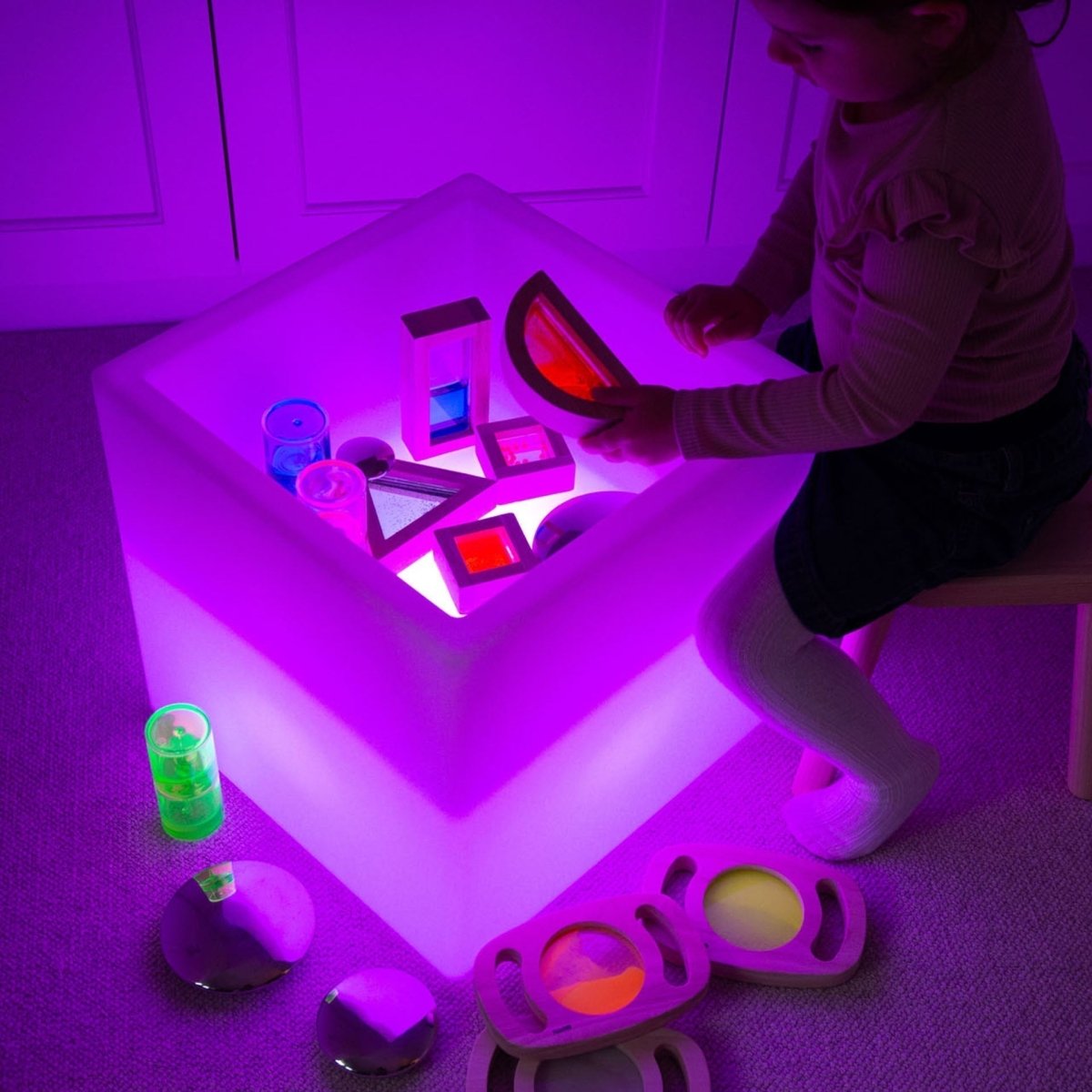 Sensory Glow Play Cube – Baby Toys & Activity Equipment for children, available at Learning Bugs UK