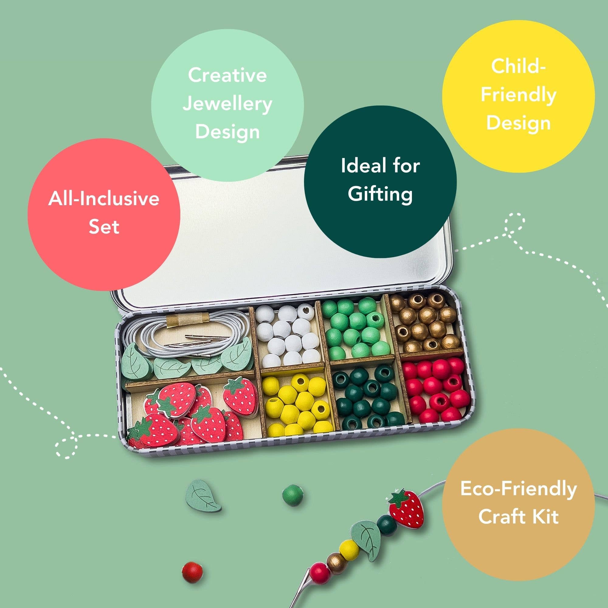 Buy Strawberry Bracelet Bead Kit | Art and Craft Box for kids by Learning Bugs UK