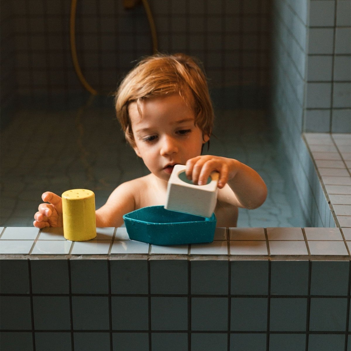Oli & Carol Upcycled Boat Bath Toy Yellow – Bath Toys for children, available at Learning Bugs UK