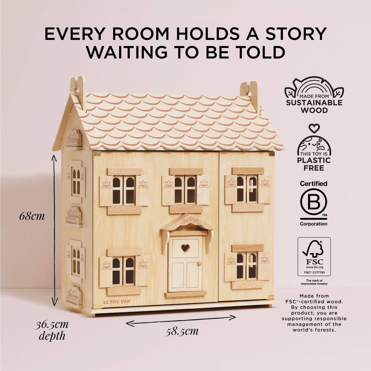 Le Toy Van Marie's Natural Wood dolls house, photo 7 of 11