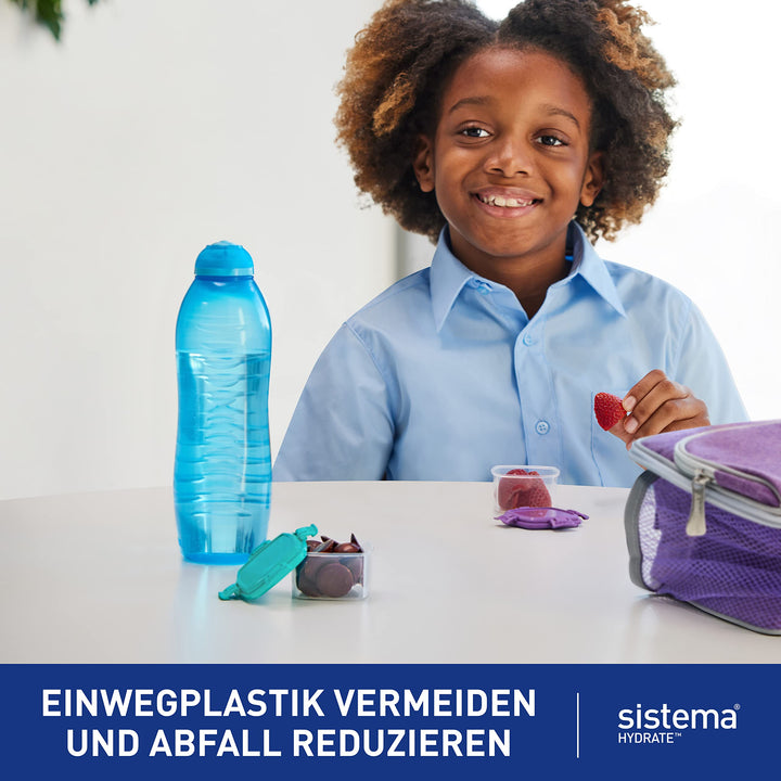 Sistema Twist 'n' Sip Squeeze Kids Water Bottle For School | Leakproof Plastic Water Bottle | 330 ml | BPA-Free | Assorted Colours