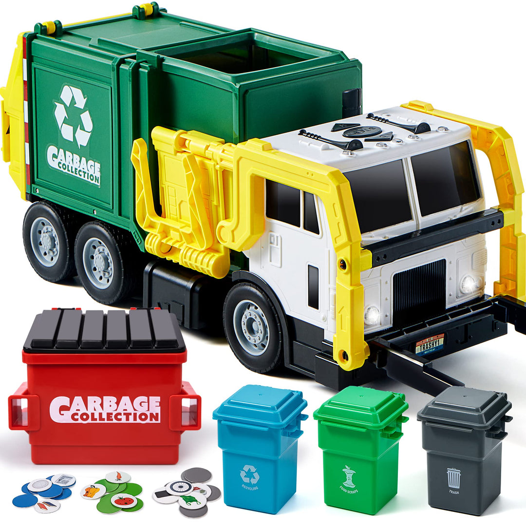 JOYIN Garbage Truck Toys for 3 4 5 6 7 Years Old Boys, Bin Lorry Toy, Rubbish Truck Toy