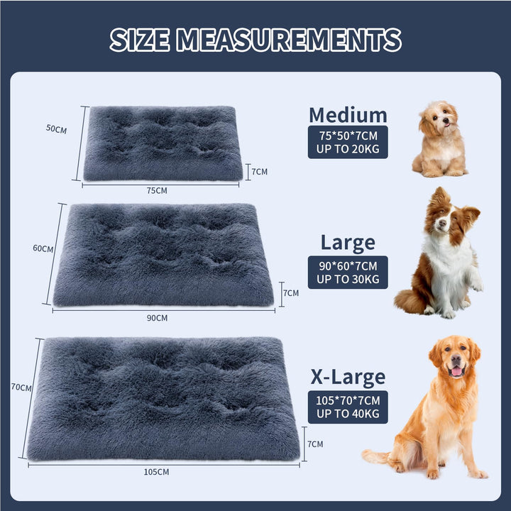 YOJOGEE Large Dog bed Washable Dog Crate Bed, Calming Anti Anxiety Dog Bed for Crate, Fluffly Plush Dog Bed 90x60x7cm, Dog Crate Mattress, Dog Cushion Bed with Anti-Slip Bottom, Dark Grey Dog Bed