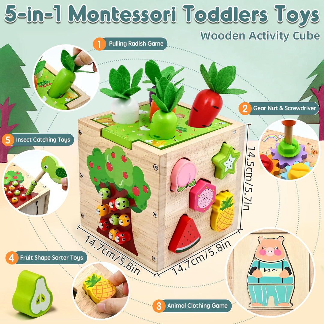 5-in-1 Wooden Cube Activity Toy for Toddlers