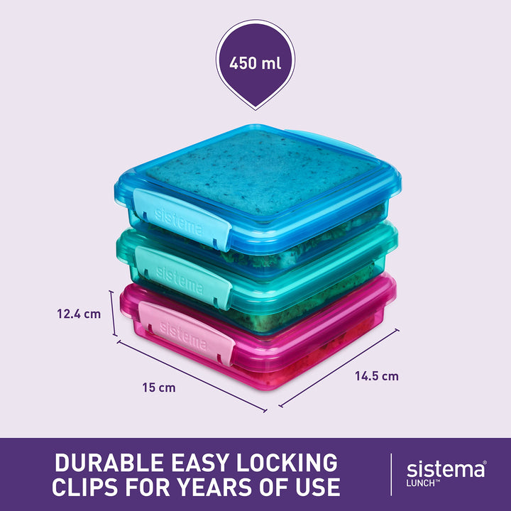 3-Pack Airtight School Lunch Boxes